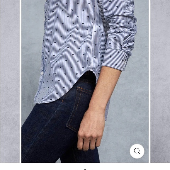 Frank & Eileen Frank Navy Hearts Striped Button Down   XS - Picture 4 of 9